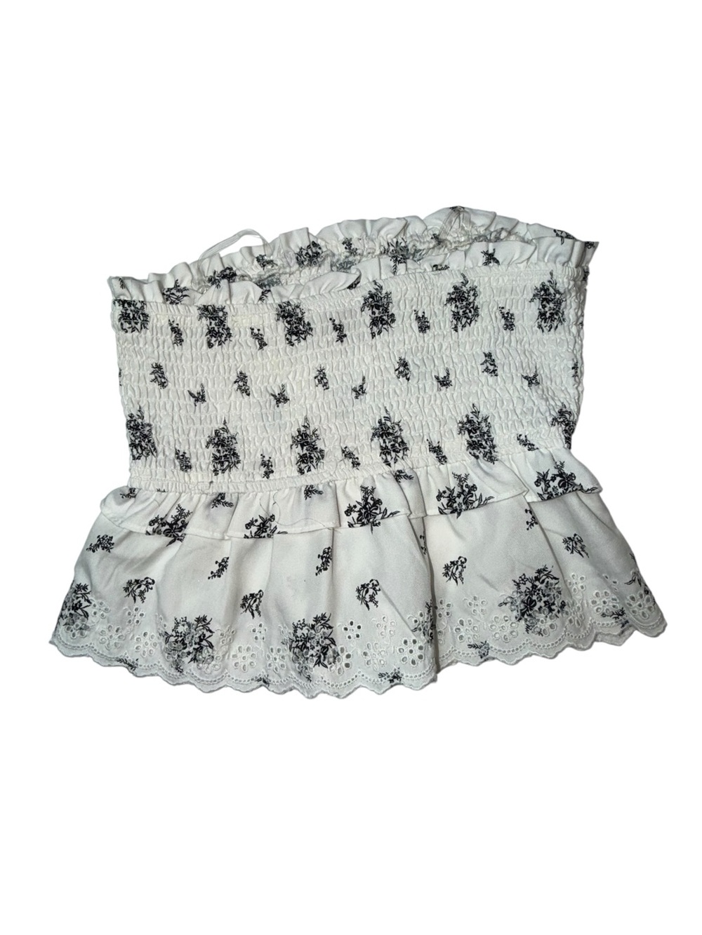 indulge White Mini Skirt with Black Floral Eyelet